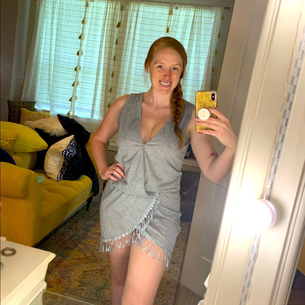 Grey Cinched Waist Dress